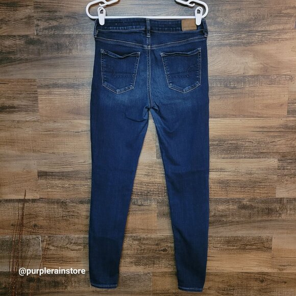 American Eagle Jeans 8 L Jegging Mid Rise Next Level Stretch Dark Wash Denim - Picture 2 of 14